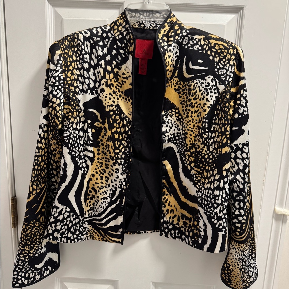 JS Collections Leopard Print Dressy Silky Jacket - Picture 4 of 5
